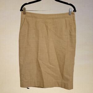Beige Cotton Pencil Skirt Banana Republic Midi Size 6 Business Casual Pockets